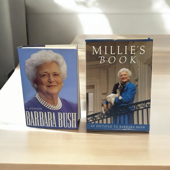 2 Barbara Bush SIGNED Books Millie's Book 1st Ed And A Memoir HC DJ - Picture 1 of 16